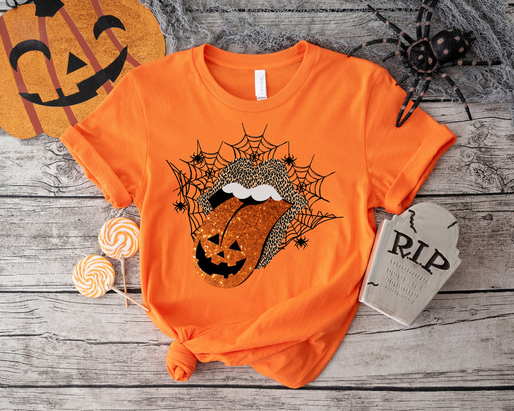 Leopard Pumpkin Lips Halloween Shirt