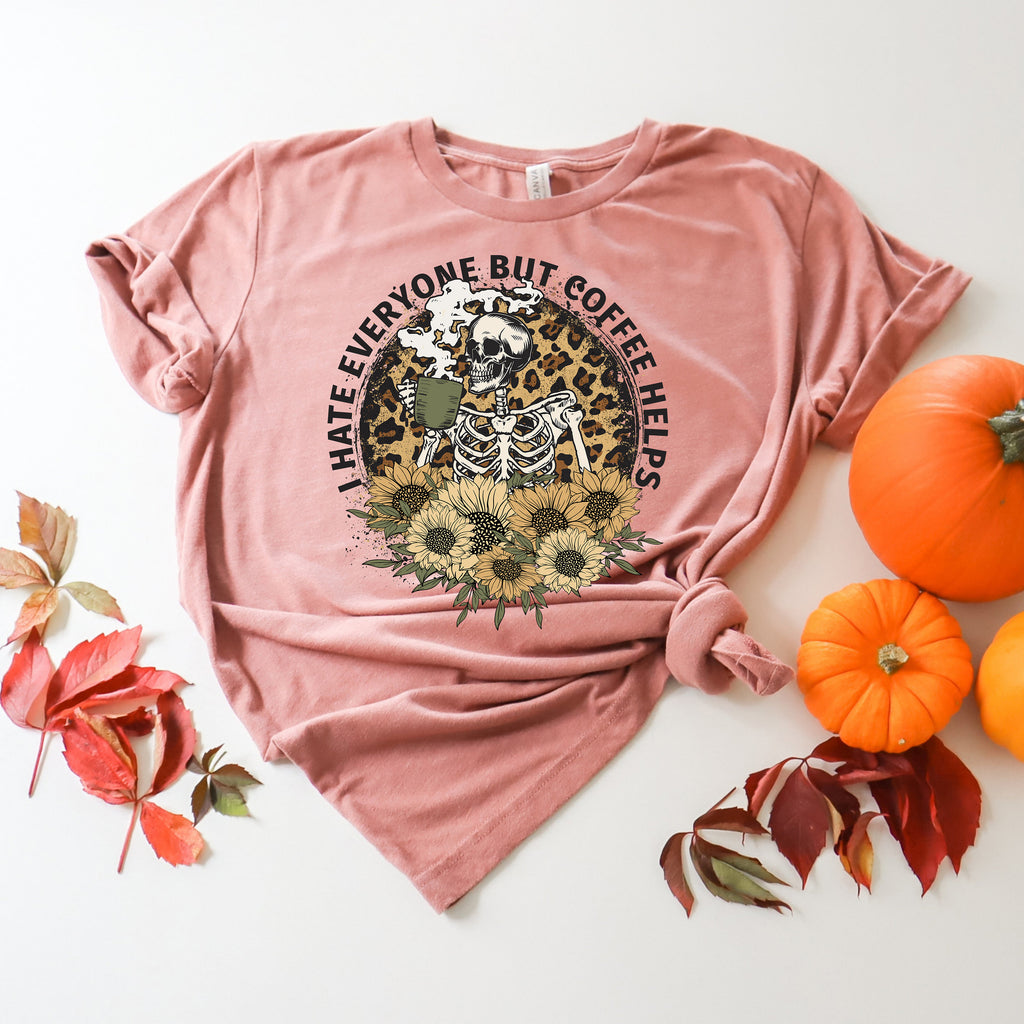 Halloween Skull Coffee Shirt: Funny Skeleton Graphic Tee