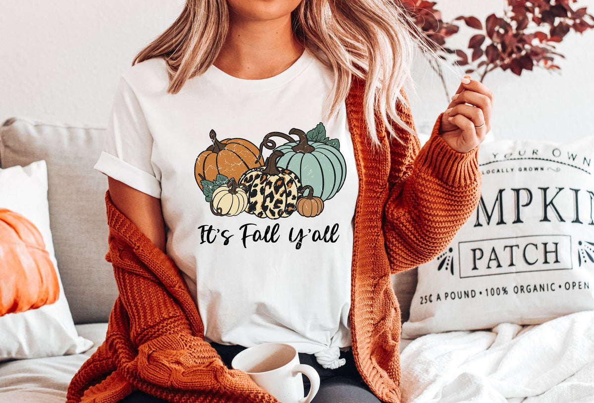 Its Fall Yall Shirt, Cute Pumpkin Graphic Tee, Autumn Shirt
