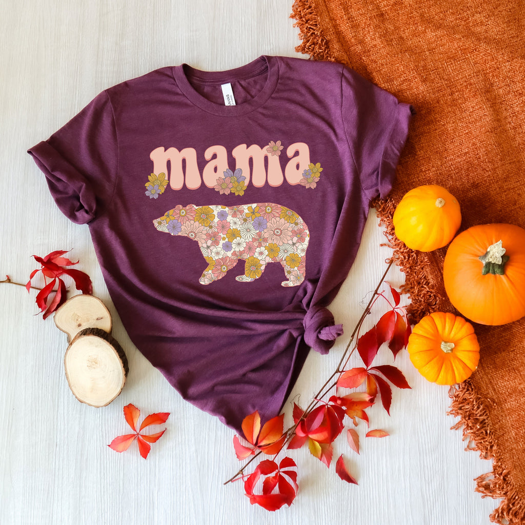 Fall Mama Bear Sweatshirt: Floral Autumn Tee
