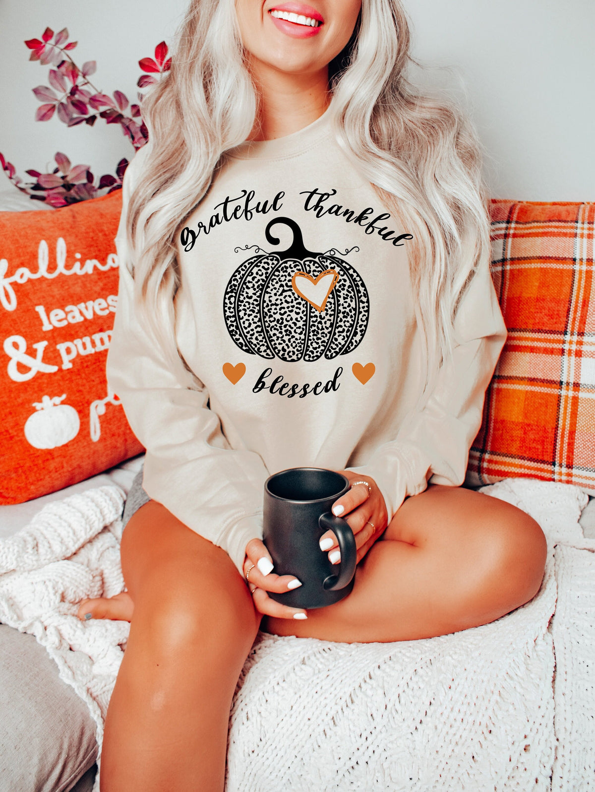 Leopard Pumpkin Thanksgiving Shirt: Grateful, Thankful, Blessed