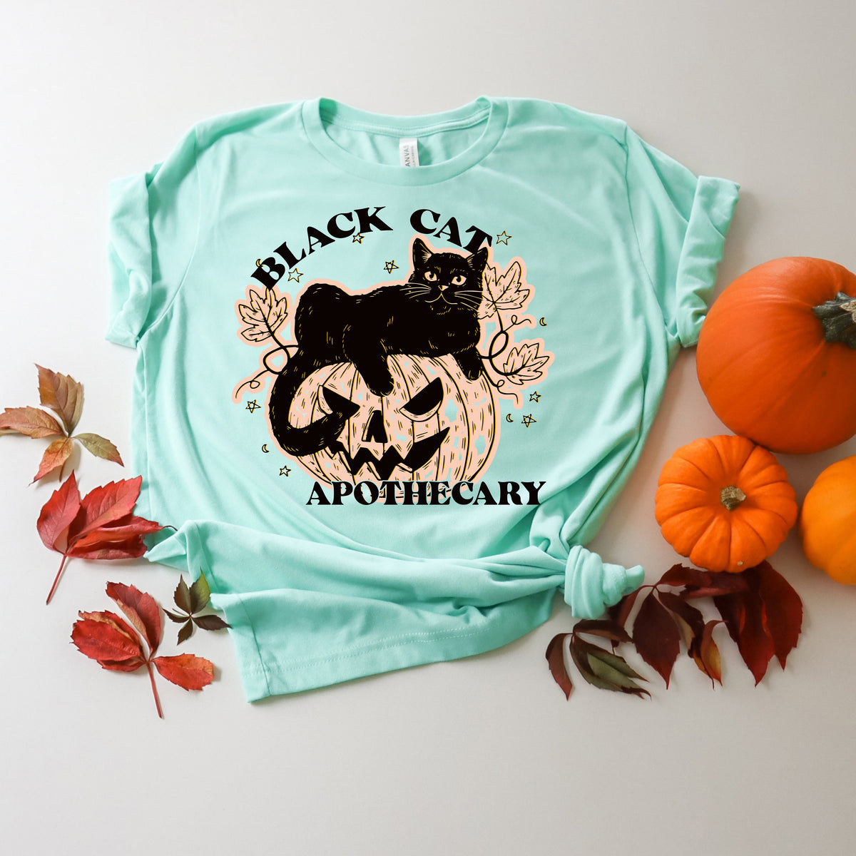 Black Cat Apothecary Halloween Shirt: Funny Pumpkin Tee
