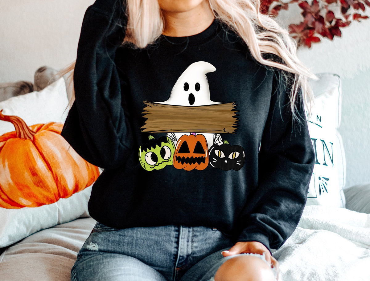 Ghost Pumpkin Cat Halloween Shirt