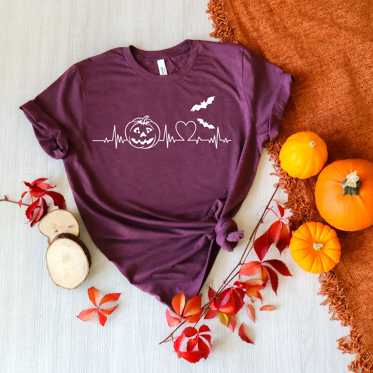 Pumpkin Heartbeat Halloween Shirt: Faces Party Tee
