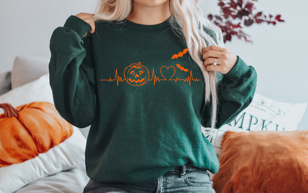 Pumpkin Heartbeat Halloween Shirt: Faces Party Tee