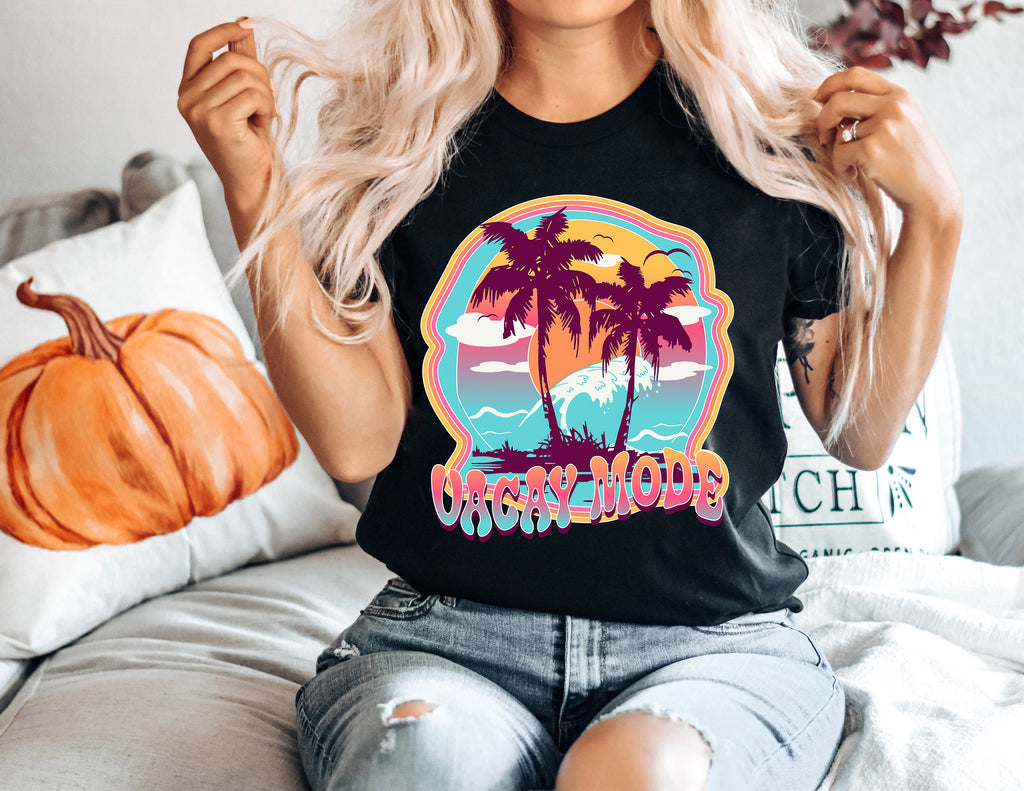 Vacay Mode Shirt: Retro Palm Tree Vacation Tee