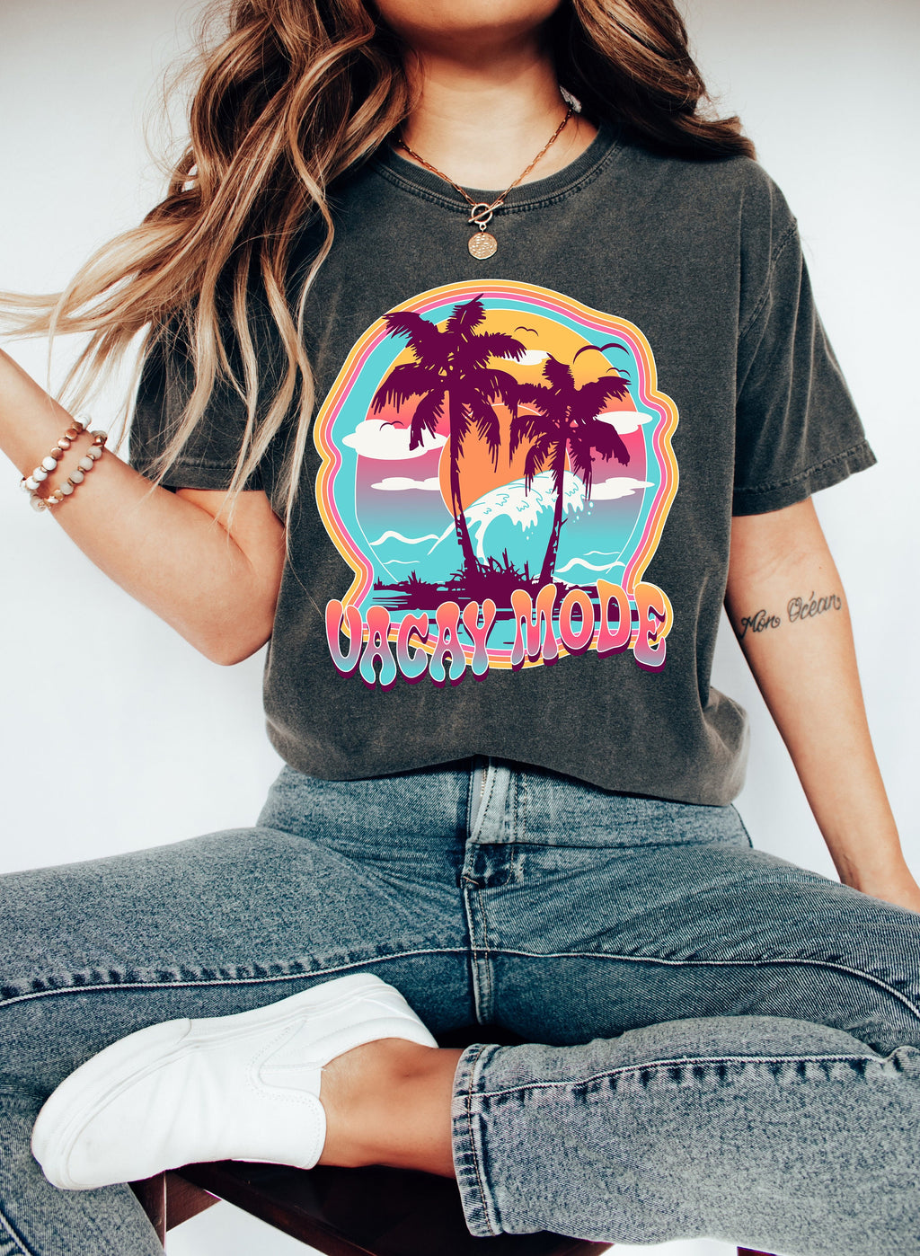 Vacay Mode Shirt: Retro Palm Tree Vacation Tee