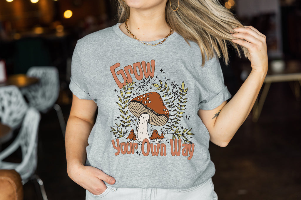 Mushroom Graphic Tee: Grow Your Own Way Vintage Style Shirt