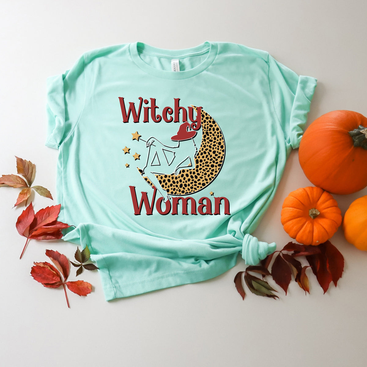 Witchy Woman Leopard Moon Shirt: Halloween Spooky Season Tee