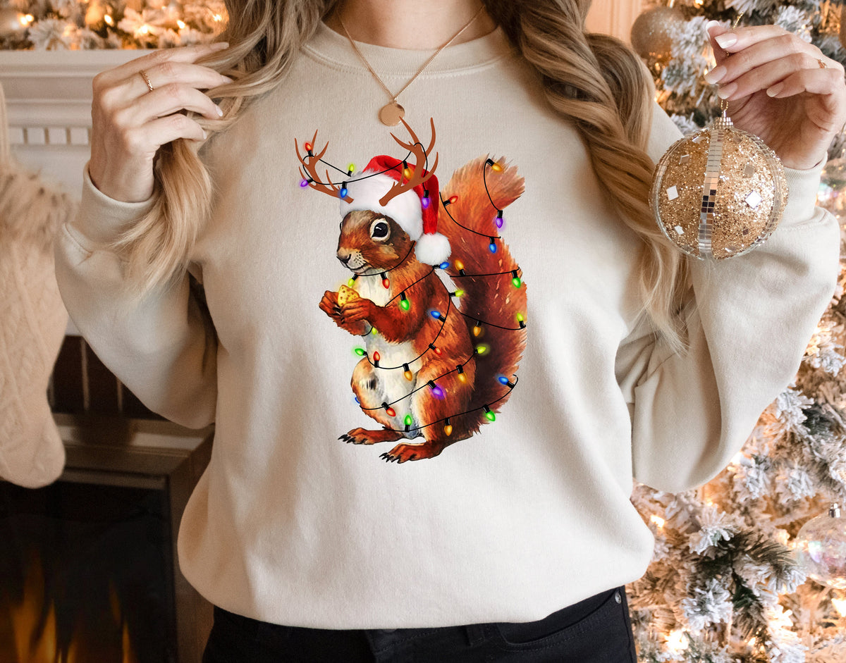 Christmas Squirrel Lights T-Shirt: Festive Holiday Tee