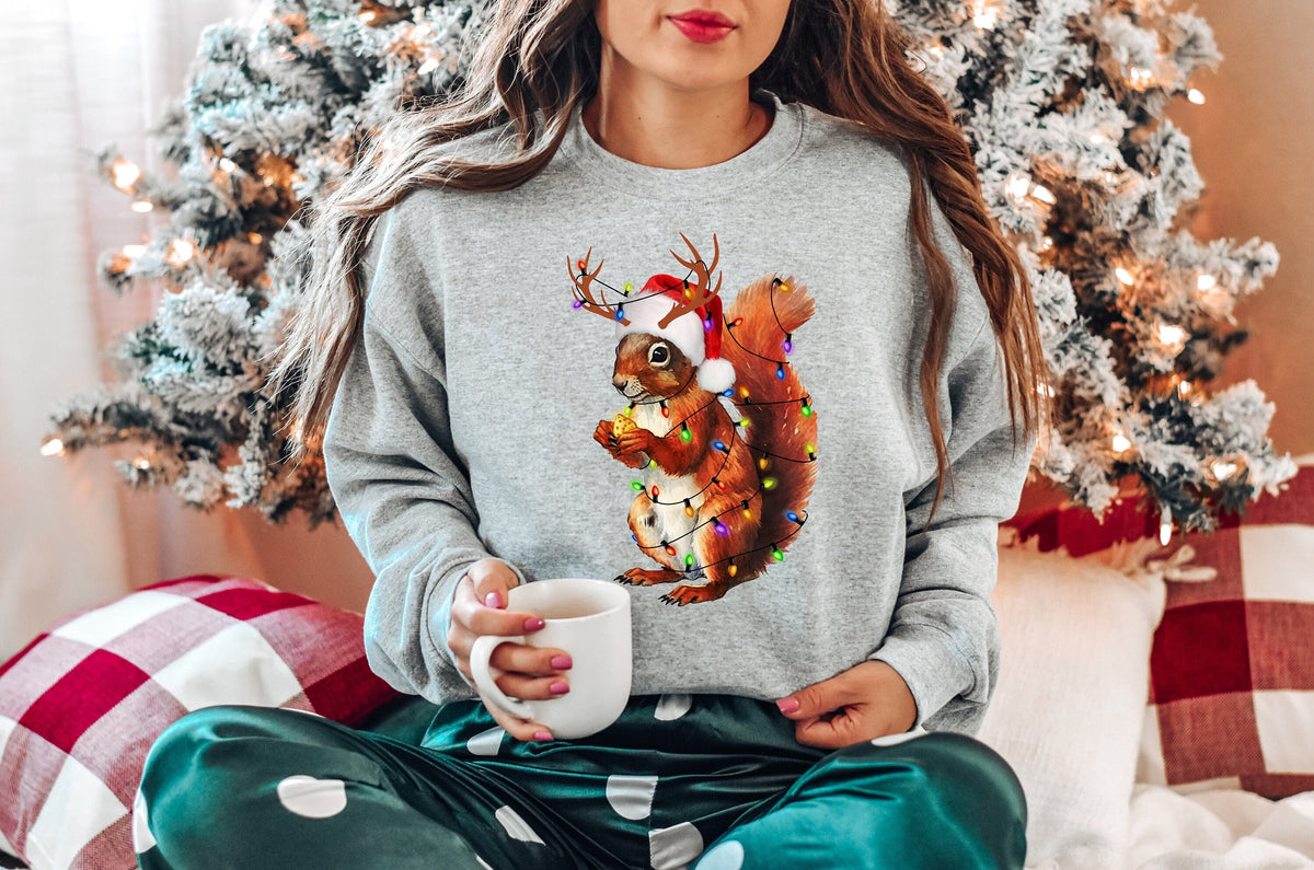 Christmas Squirrel Lights T-Shirt: Festive Holiday Tee