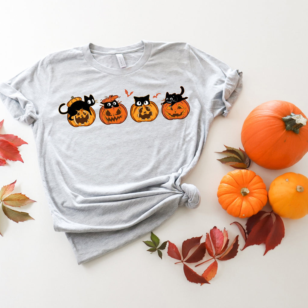 Halloween Cat Sweatshirt: Spooky Black Cats & Pumpkins