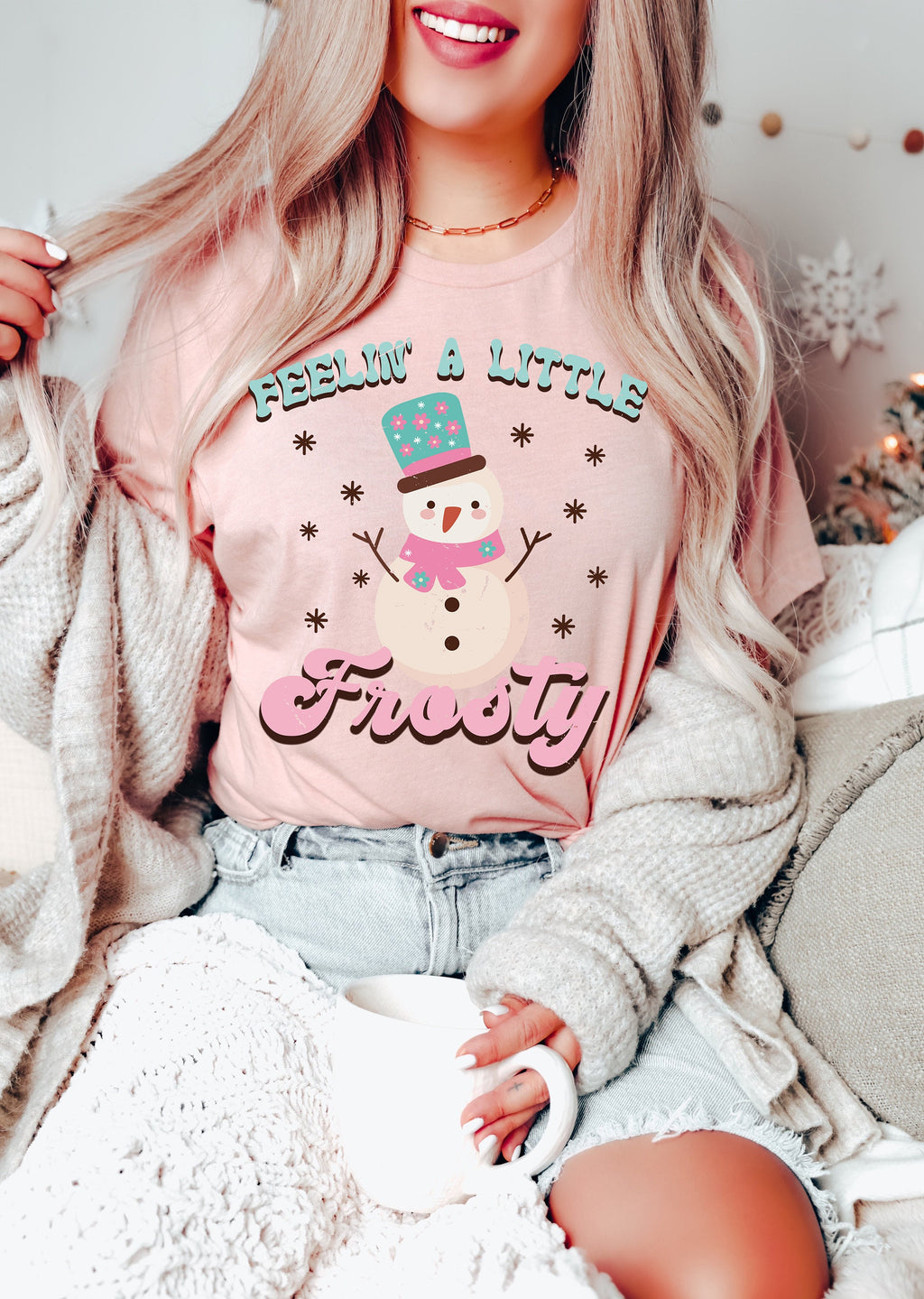 Feeling Frosty Snowman Shirt: Retro Christmas Holiday Tee