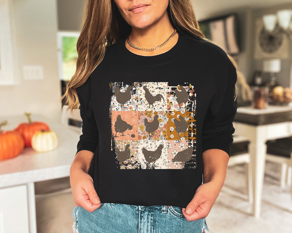 Floral Chicken Shirt: 4H Farm Egg Humor Tee
