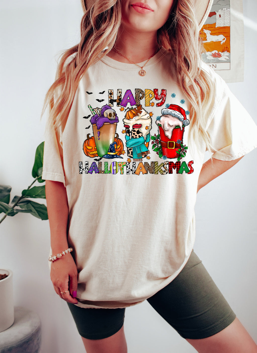 Happy Hallothanksmas T-Shirt, Coffee Lover, Holiday Outfit