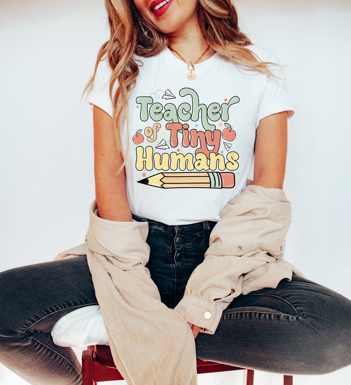 Teacher of Tiny Humans Shirt: Boho Pre-K Teacher T-Shirt
