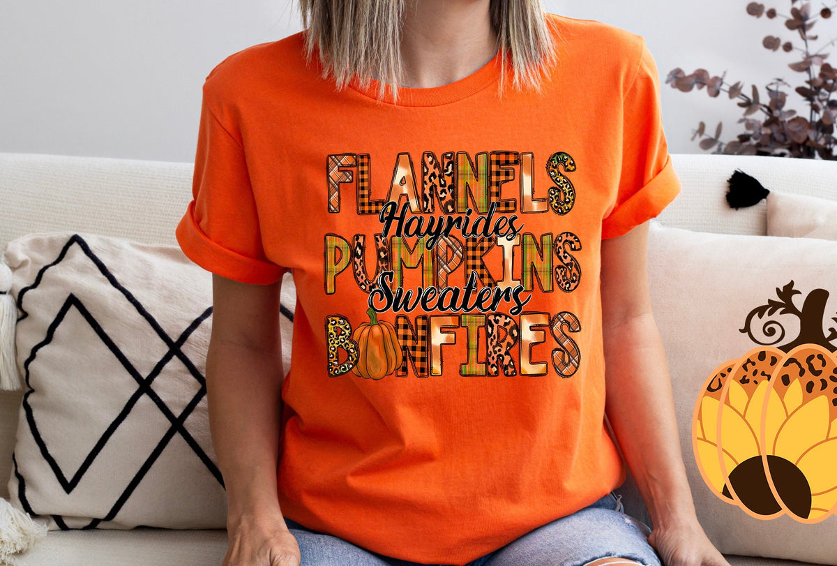 Flannels Pumpkins Bonfires Sweatshirt, Autumn Thanksgiving Sweater
