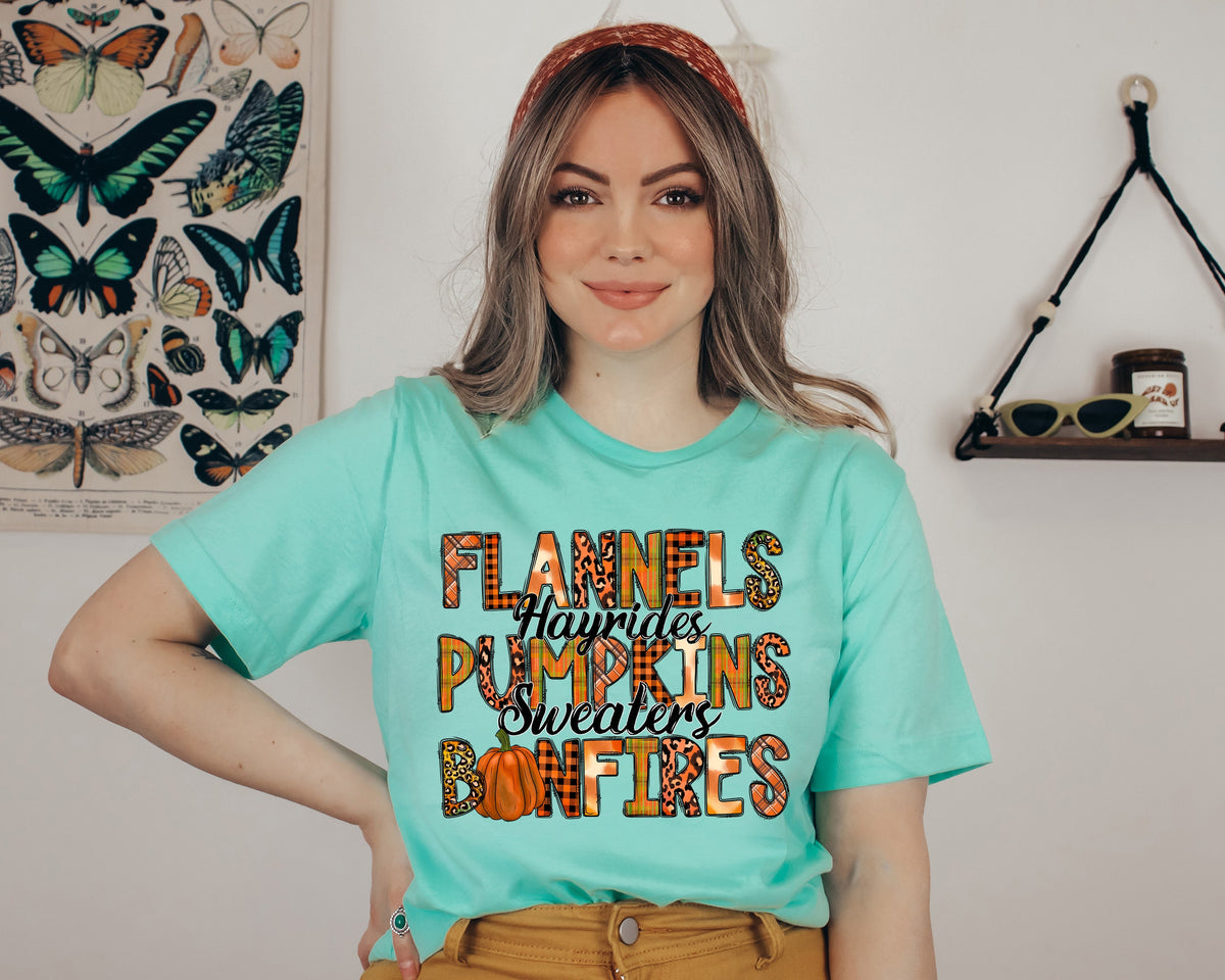 Flannels Pumpkins Bonfires Sweatshirt, Autumn Thanksgiving Sweater