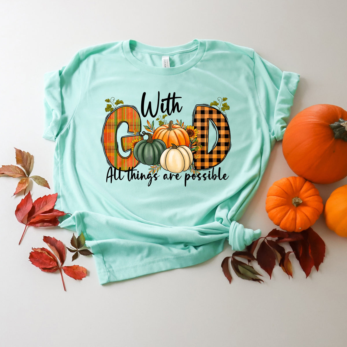 Retro Christian Shirt: Floral Pumpkin Fall Graphic Tee