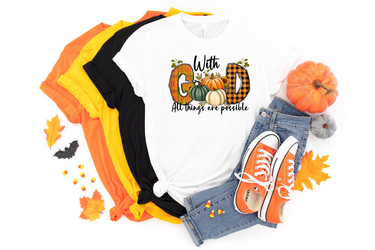 Retro Christian Shirt: Floral Pumpkin Fall Graphic Tee