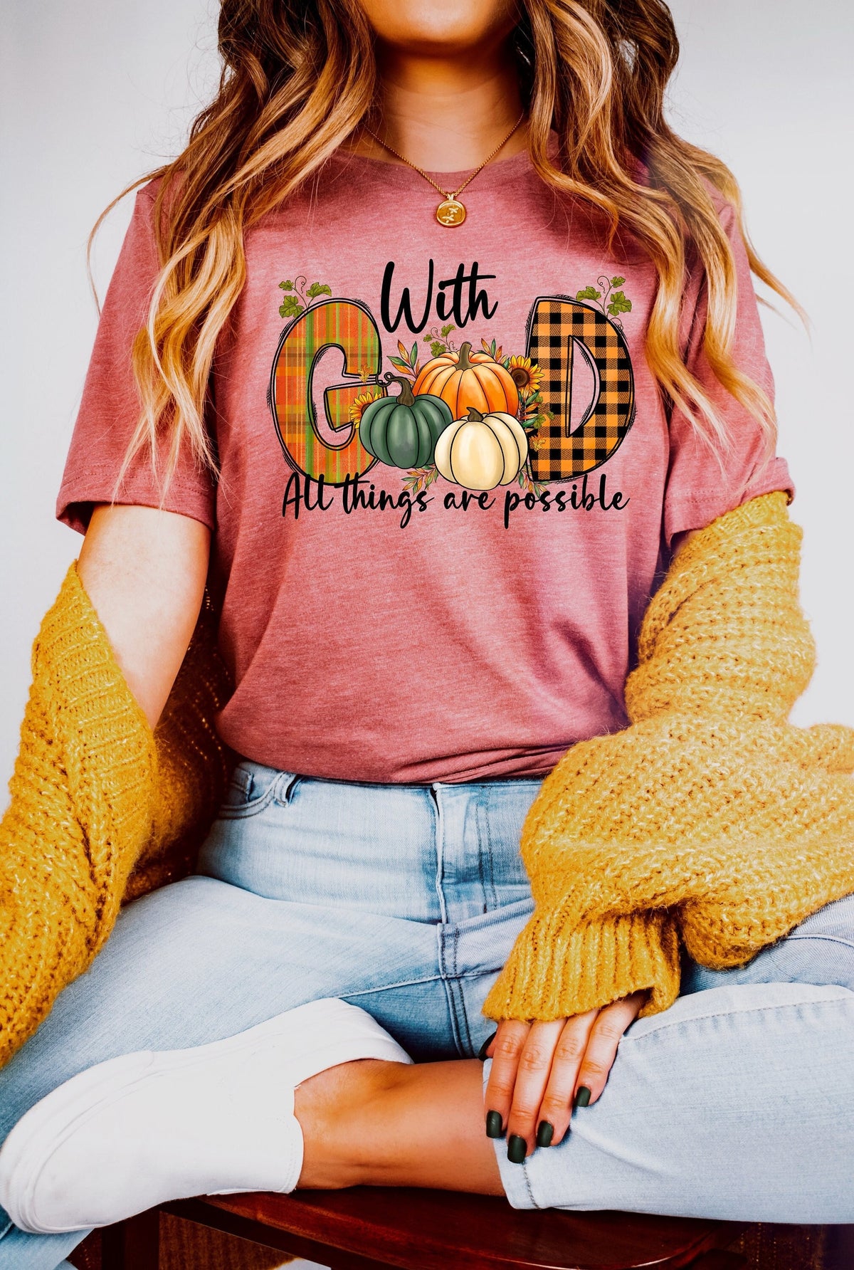 Retro Christian Shirt: Floral Pumpkin Fall Graphic Tee