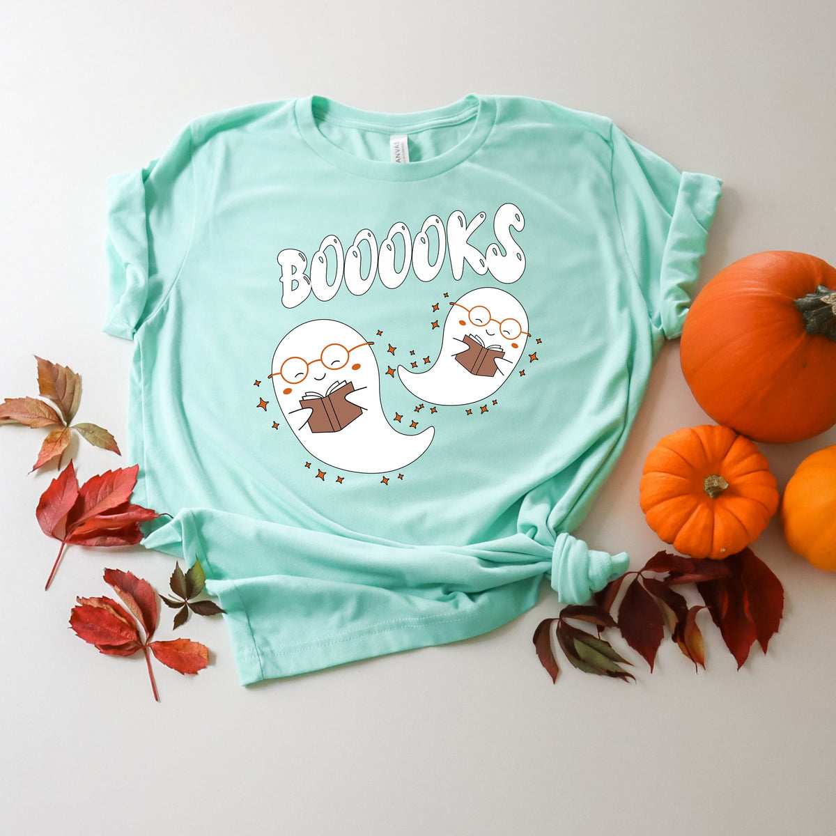 Halloween Ghost Books T-Shirt: Teacher Reading Shirt