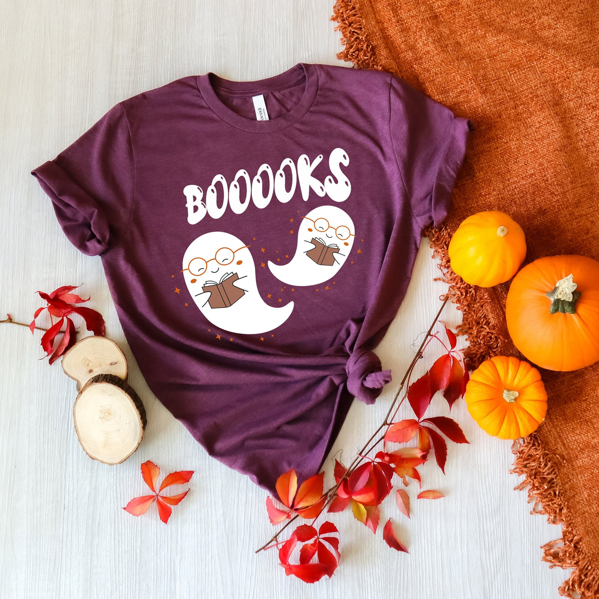 Halloween Ghost Books T-Shirt: Teacher Reading Shirt