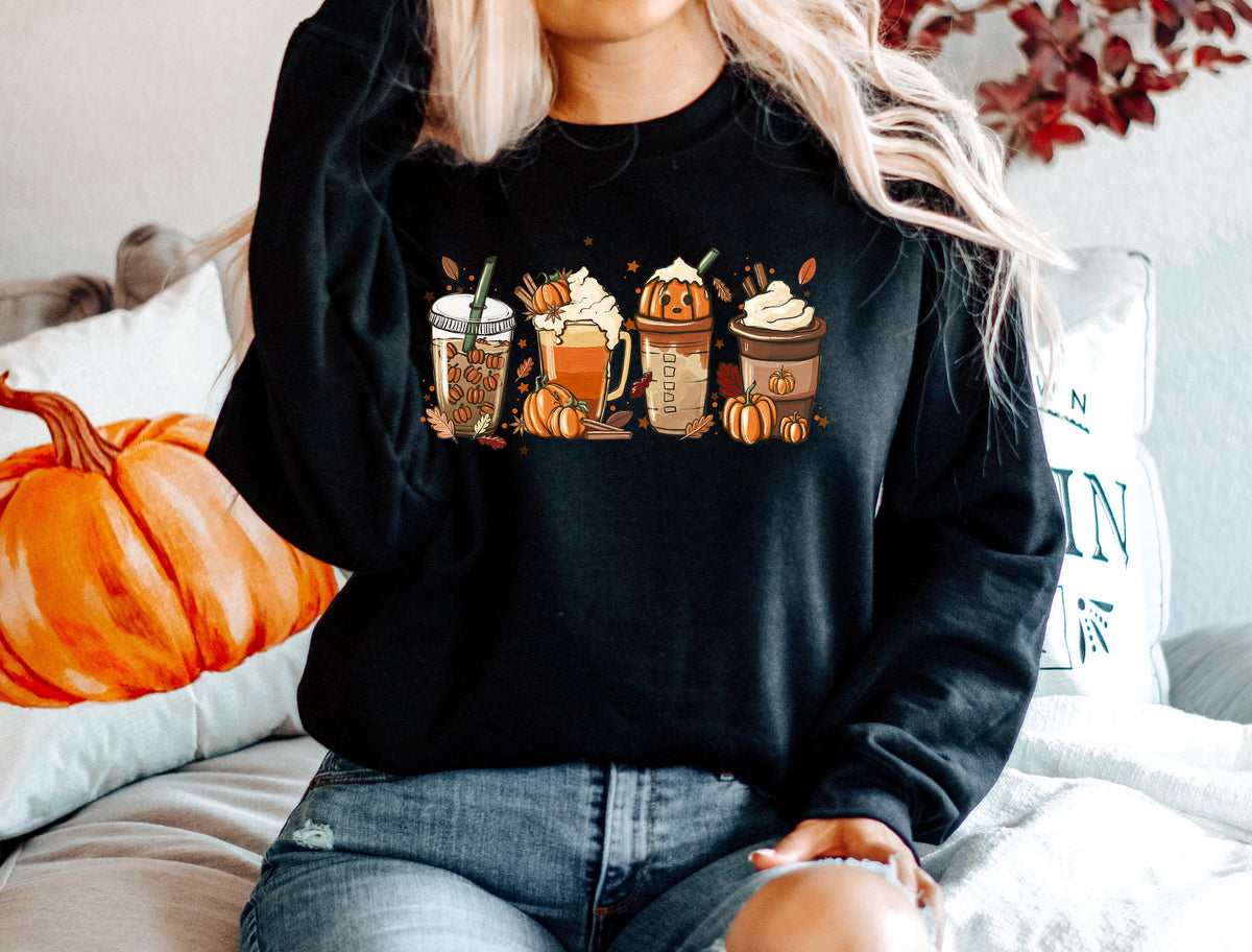 Fall Coffee Drinks Sweatshirt, Pumpkin Spice Latte Tee