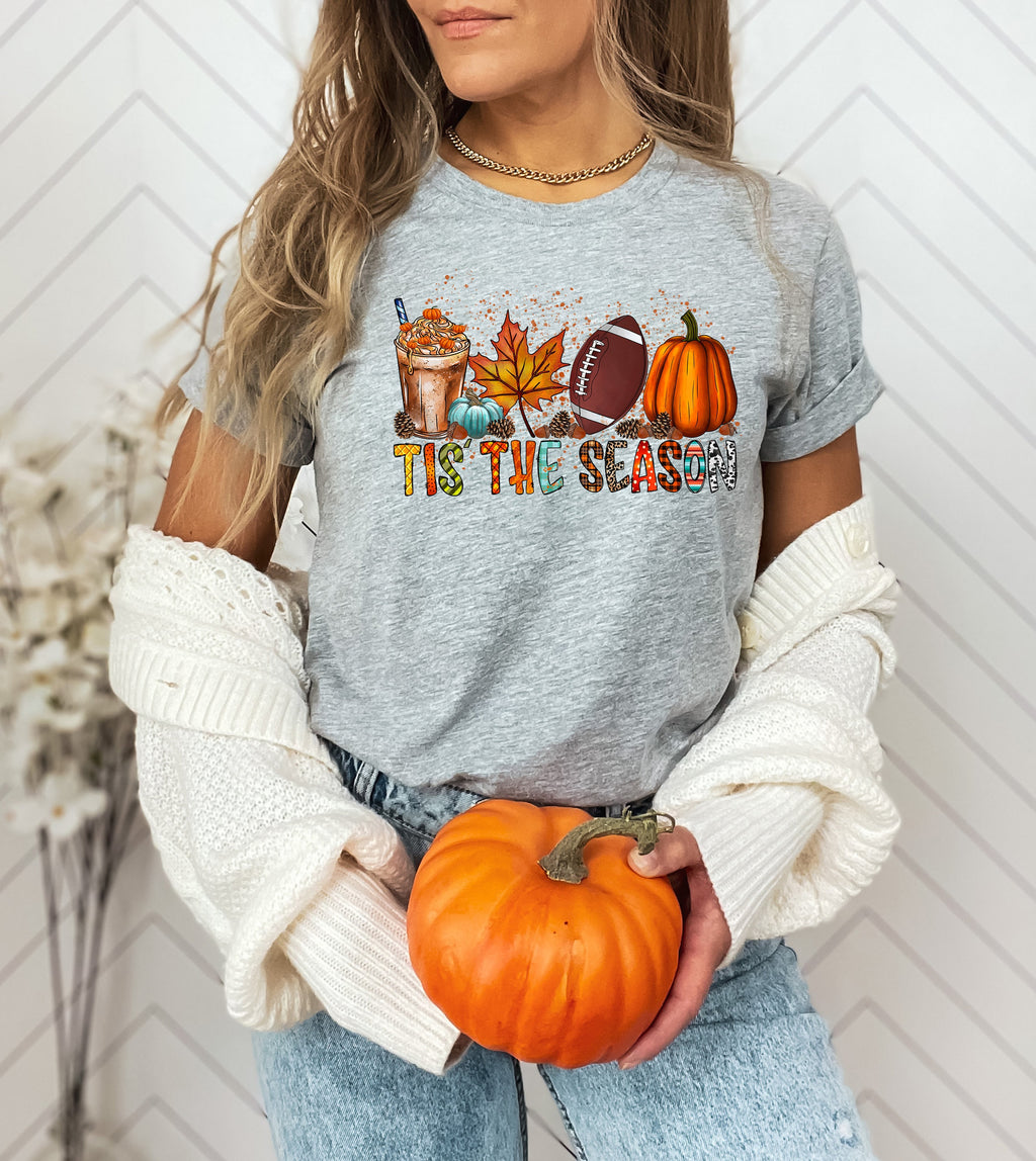 Tis The Season Shirt: Women's Fall Football Pumpkin Tee