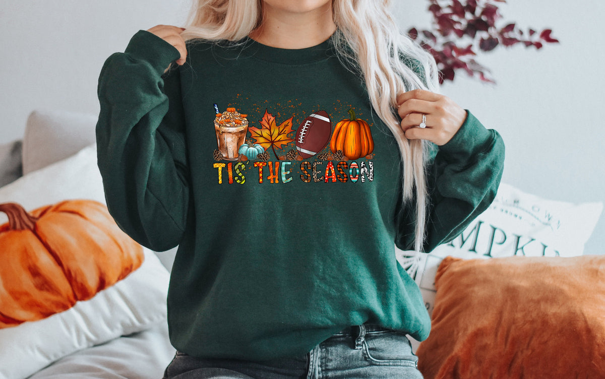 Tis The Season Shirt: Women's Fall Football Pumpkin Tee