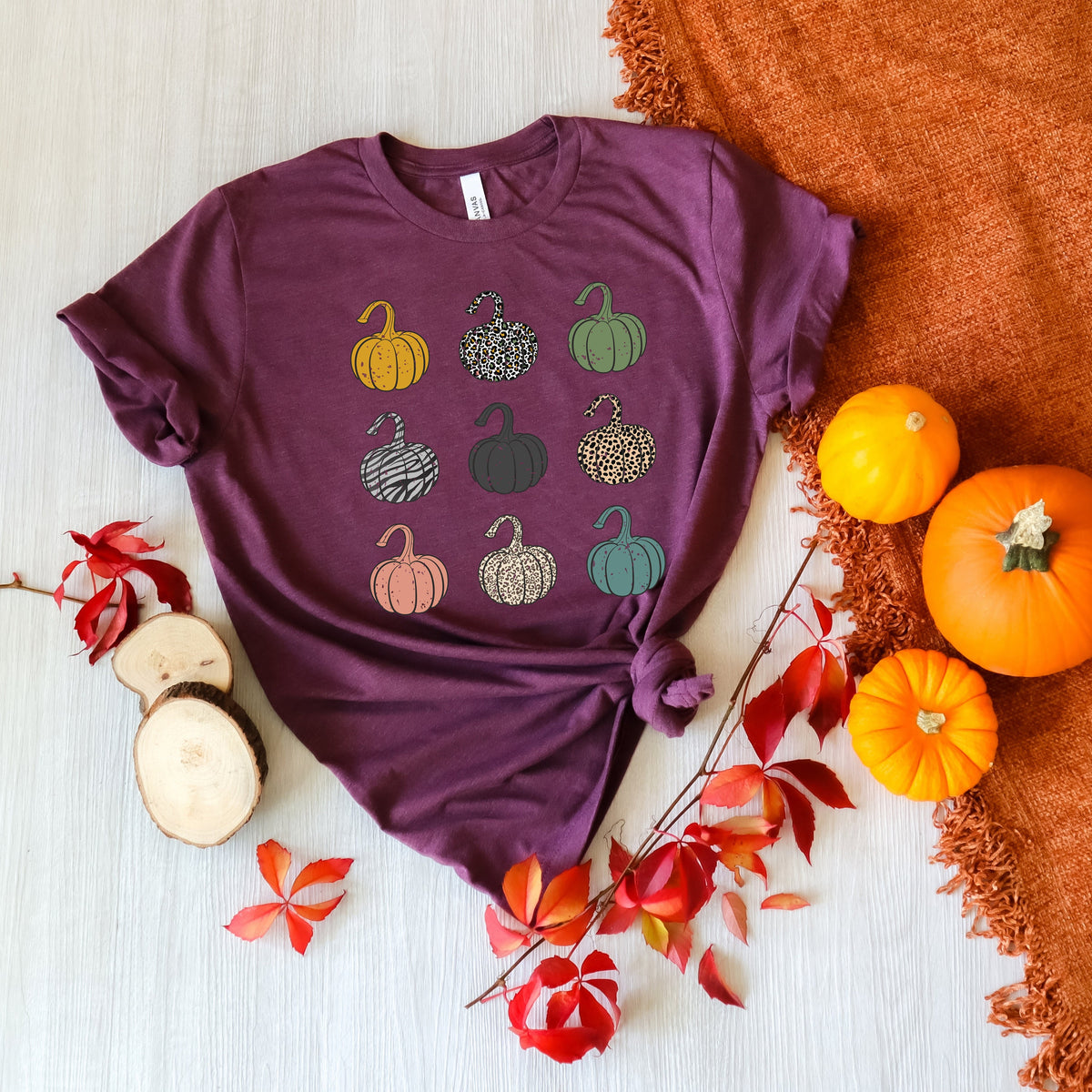 Colorful Pumpkins Thanksgiving Shirt: Autumn T-Shirt or Sweatshirt