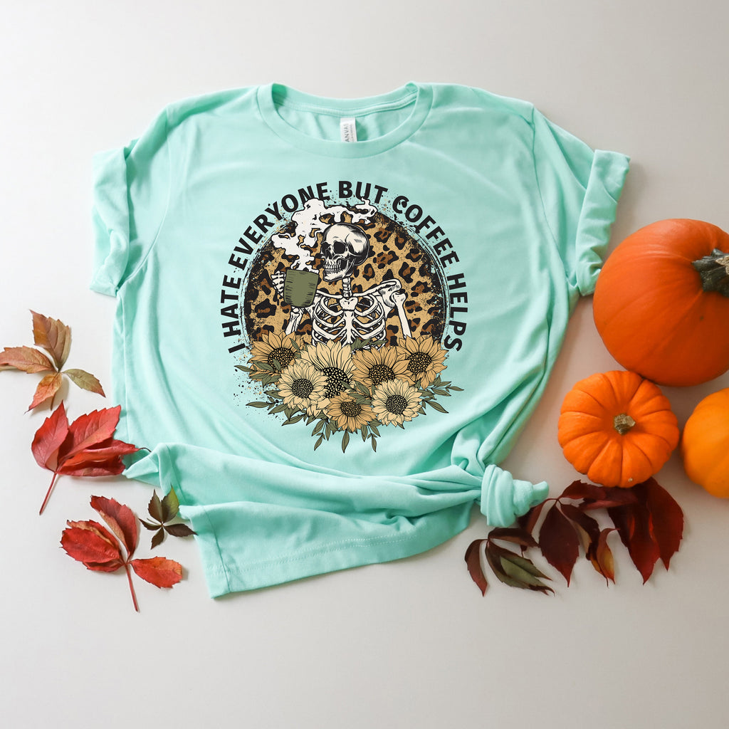 Halloween Skull Coffee Shirt: Funny Skeleton Graphic Tee