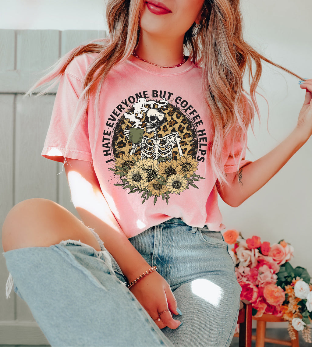 Halloween Skull Coffee Shirt: Funny Skeleton Graphic Tee