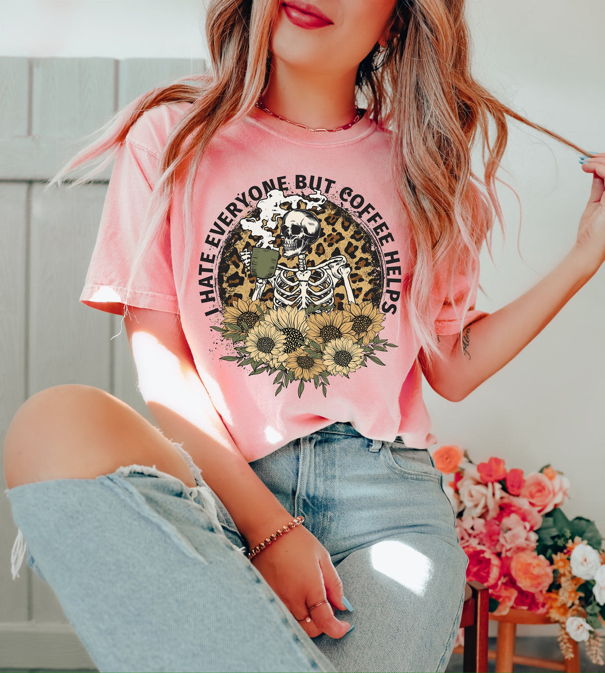 Halloween Skull Coffee Shirt: Funny Skeleton Graphic Tee