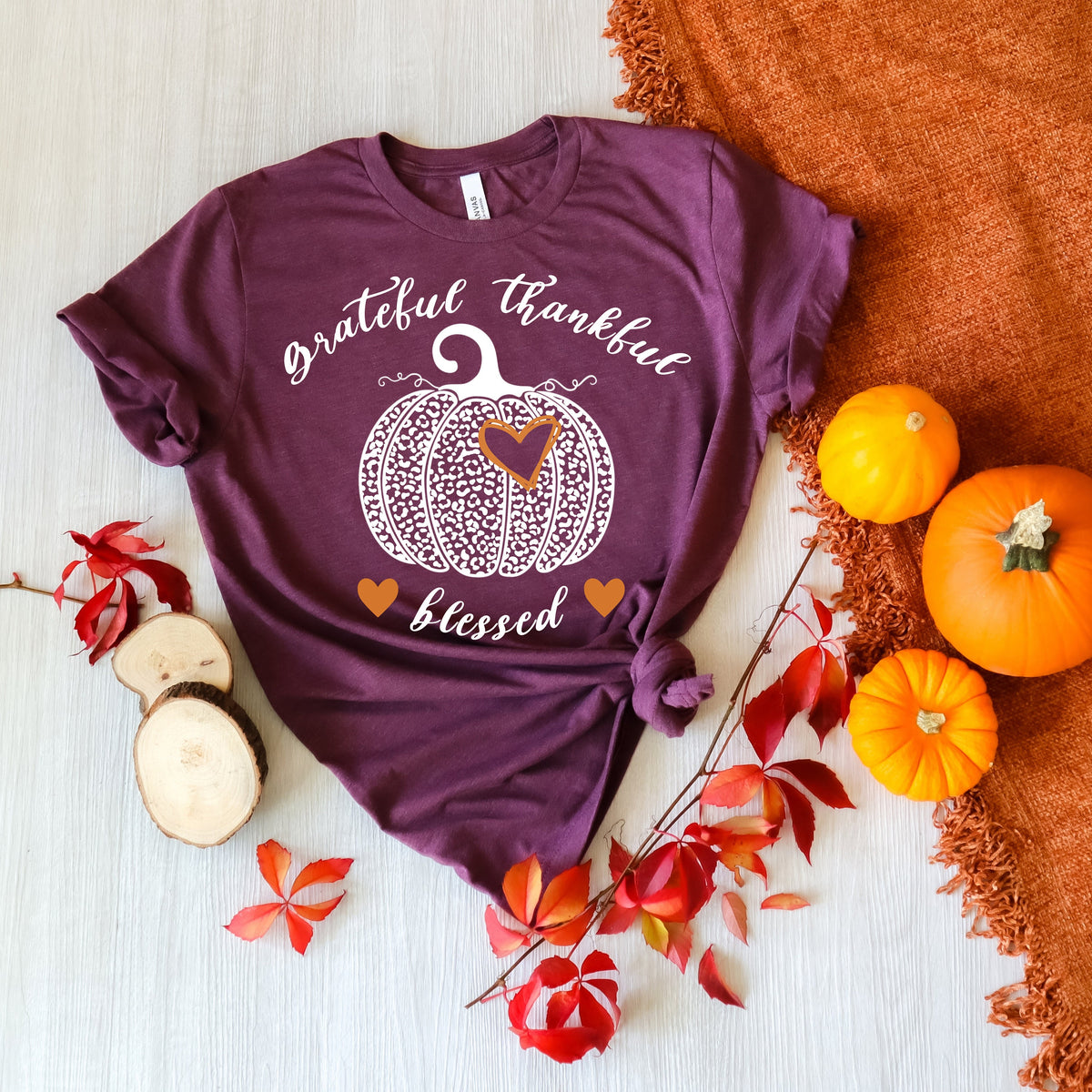 Leopard Pumpkin Thanksgiving Shirt: Grateful, Thankful, Blessed