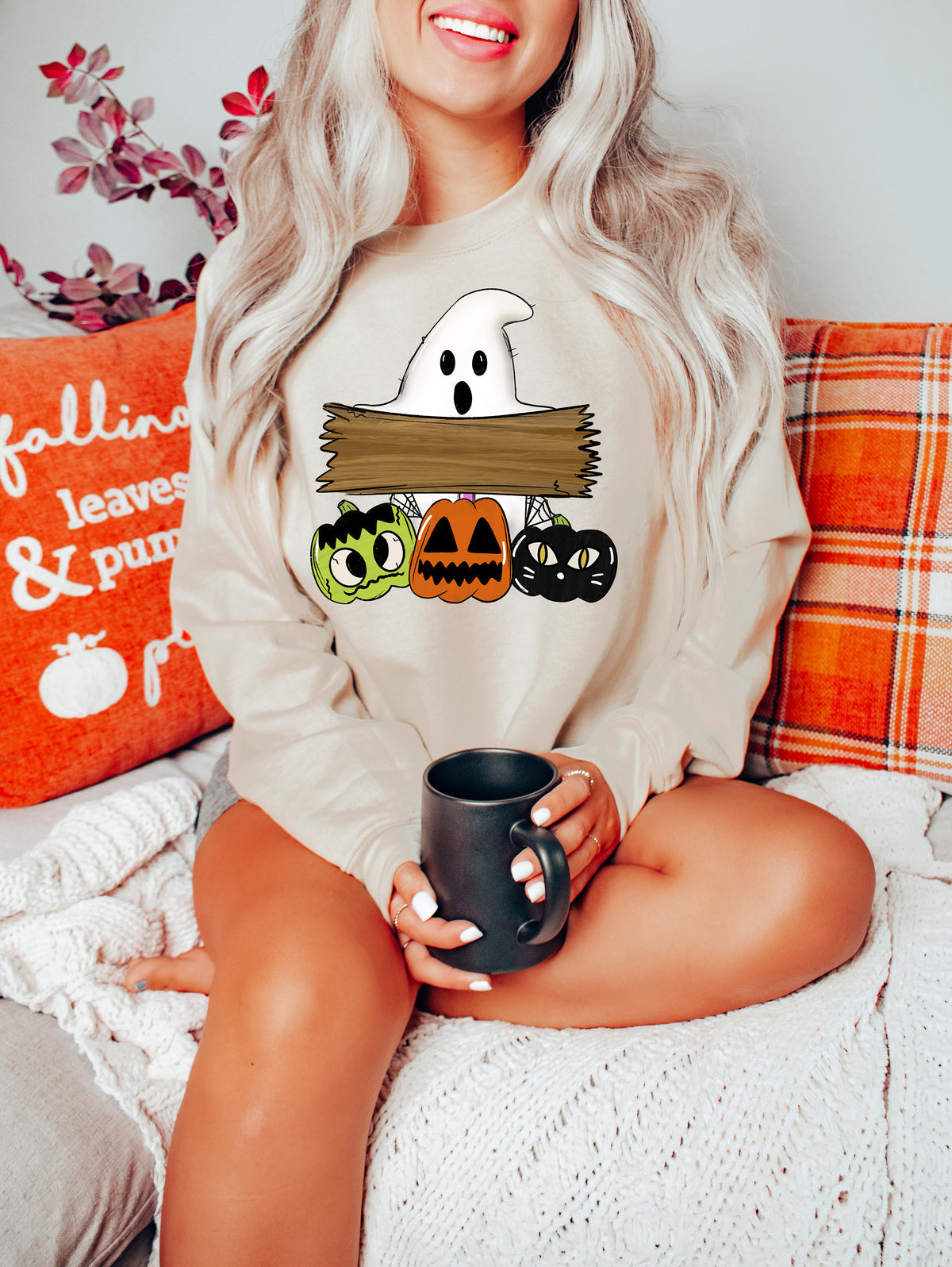 Ghost Pumpkin Cat Halloween Shirt