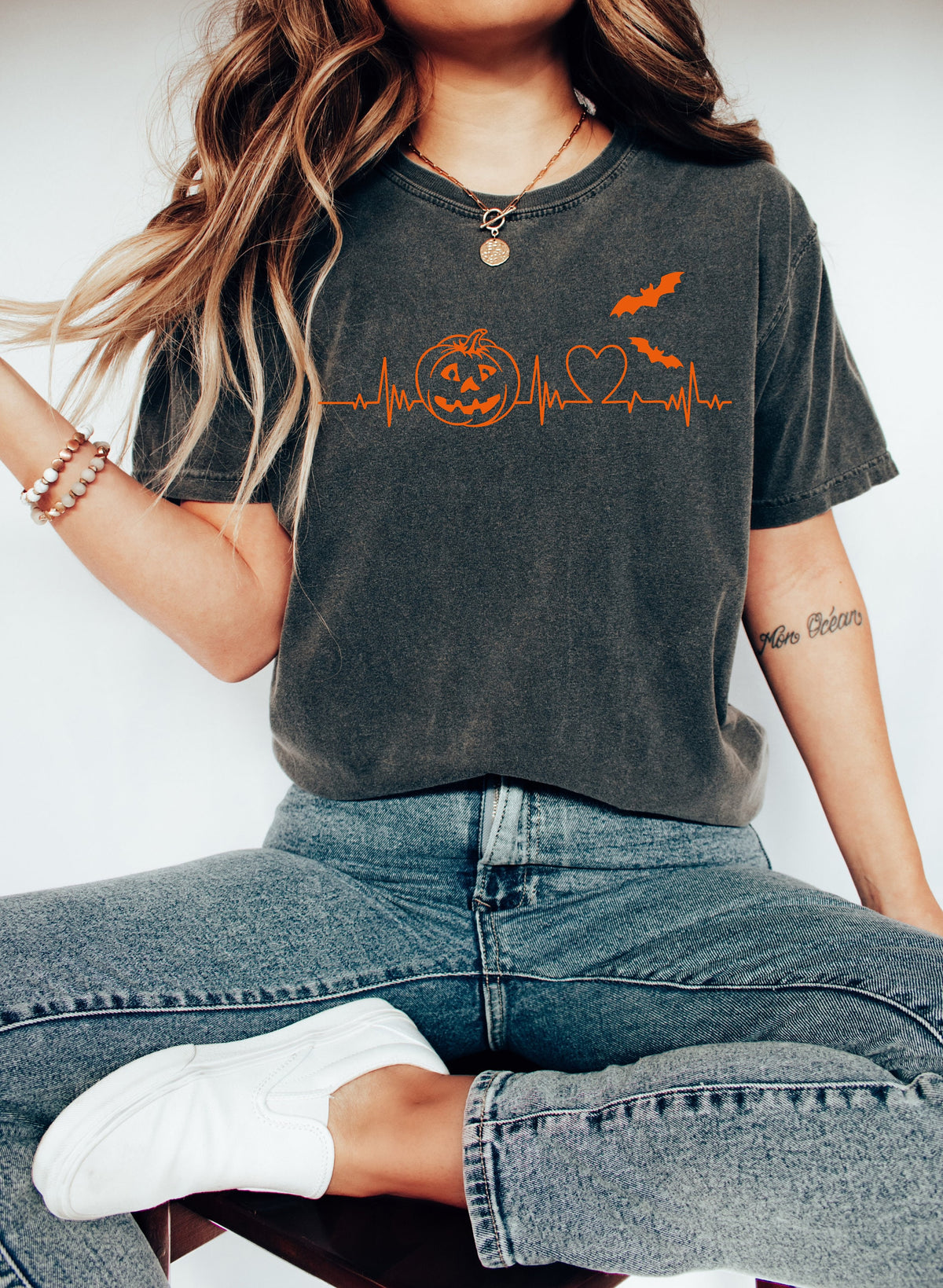 Pumpkin Heartbeat Halloween Shirt: Faces Party Tee
