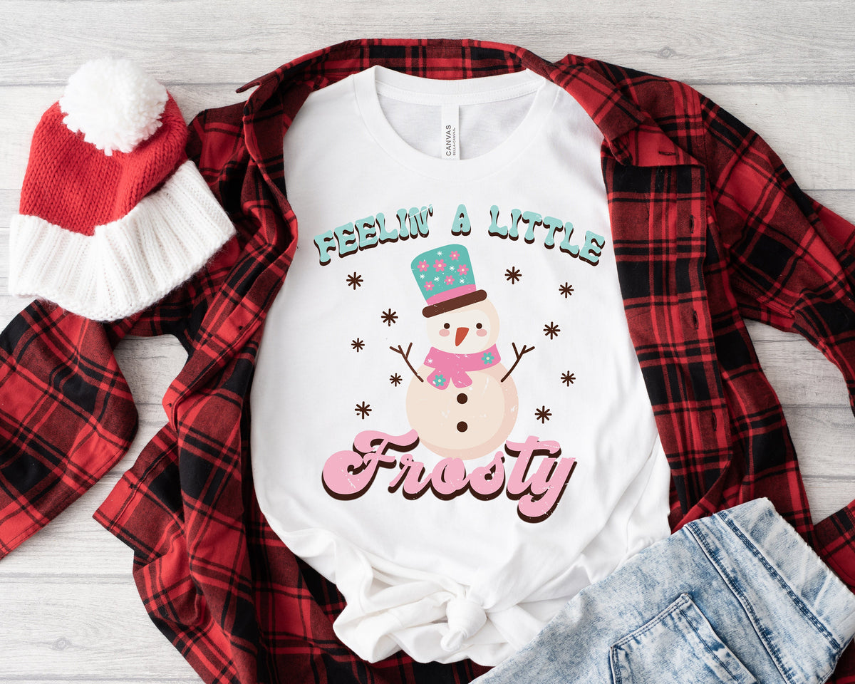 Feeling Frosty Snowman Shirt: Retro Christmas Holiday Tee