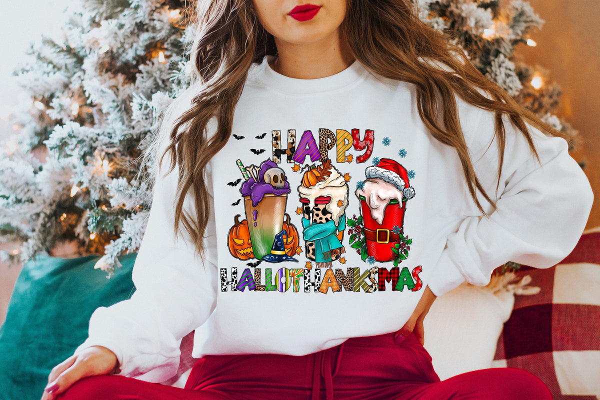 Happy Hallothanksmas T-Shirt, Coffee Lover, Holiday Outfit