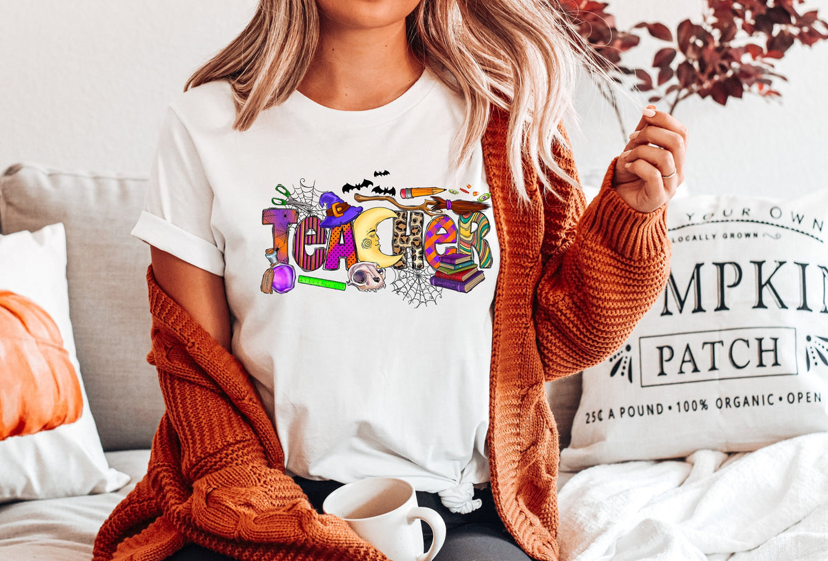 Retro Halloween Teacher Shirt: Fall Teacher Tee