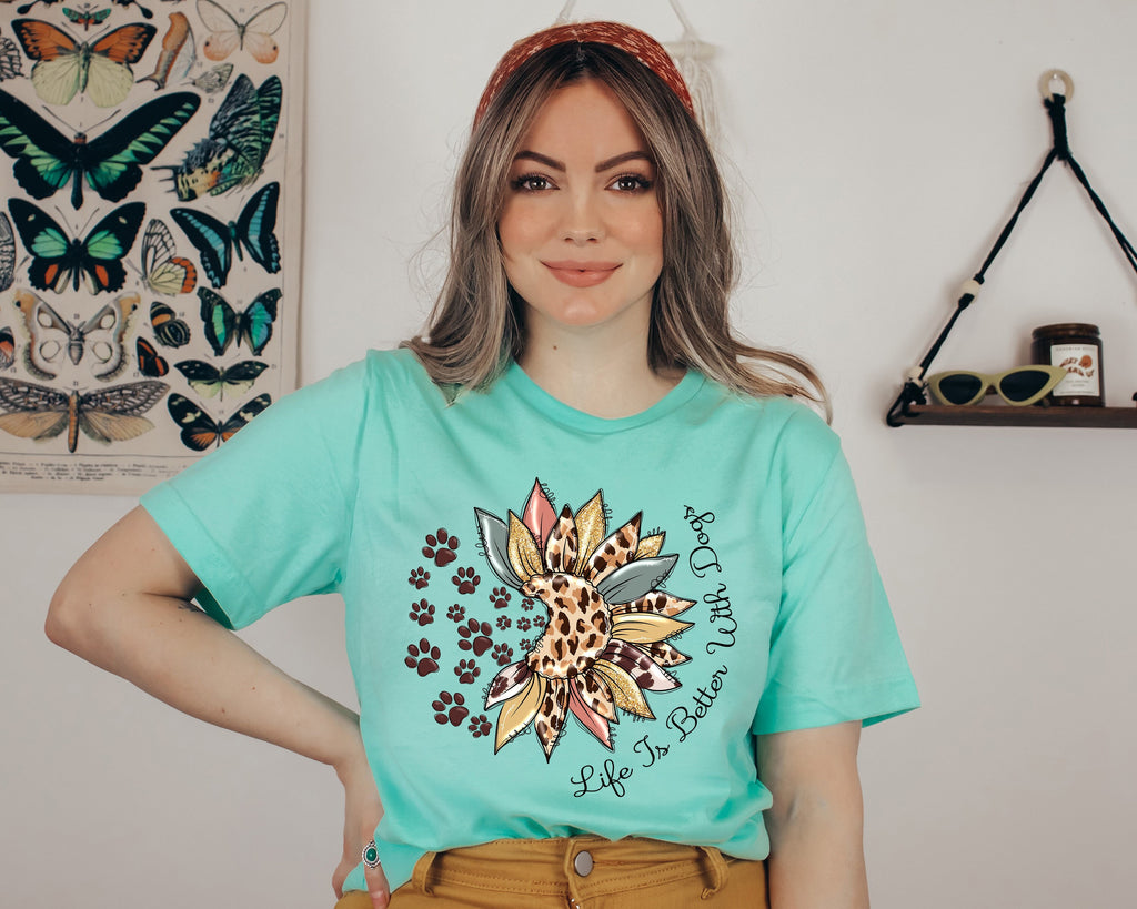 Life Is Better With Dogs Shirt: Floral Dog Mom Tee