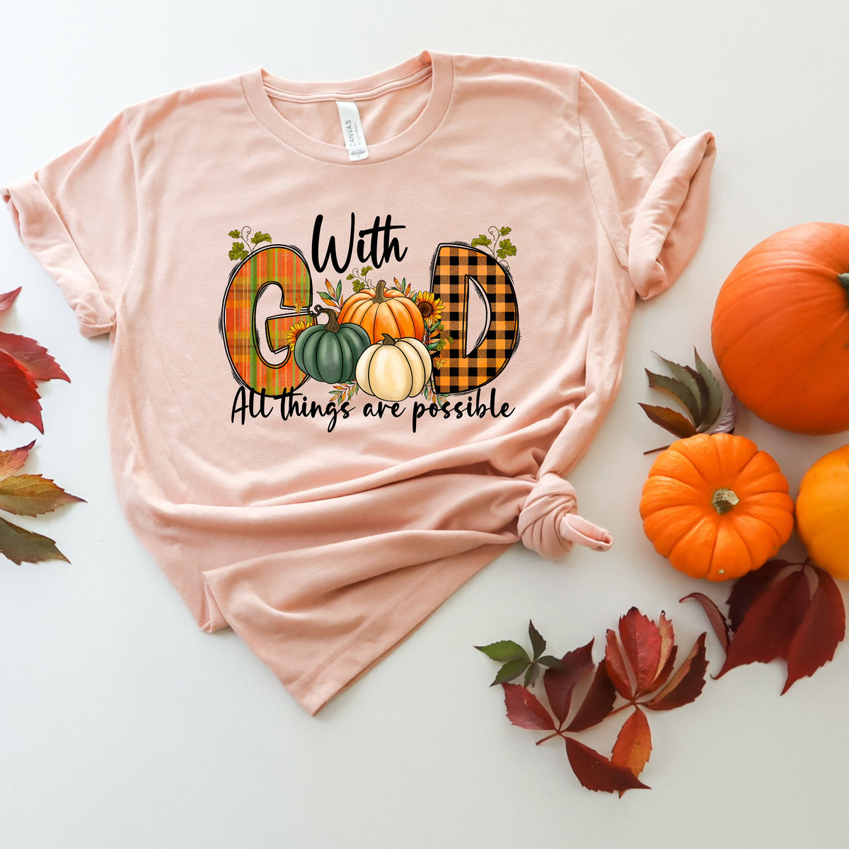 Retro Christian Shirt: Floral Pumpkin Fall Graphic Tee