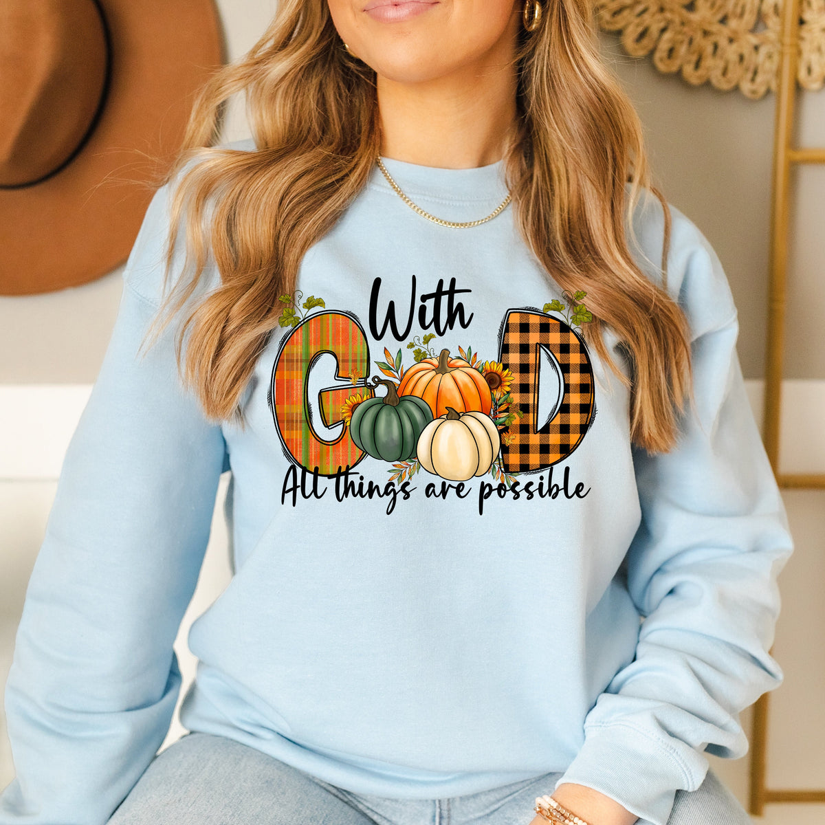 Retro Christian Shirt: Floral Pumpkin Fall Graphic Tee