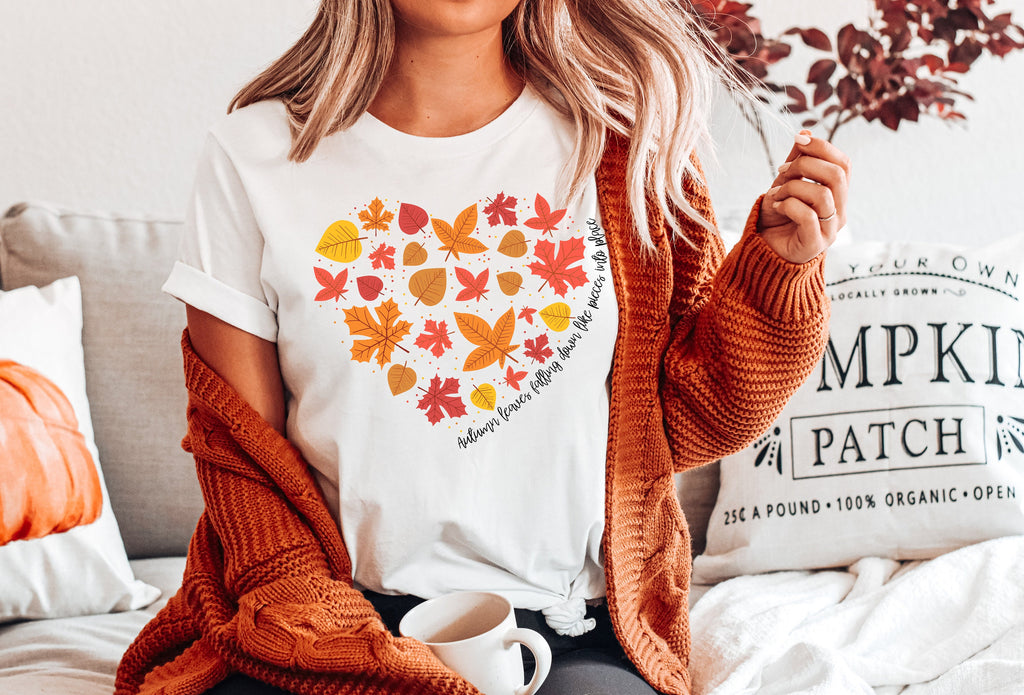 Fall Leaves Heart Sweatshirt: Autumn Thanksgiving Gift