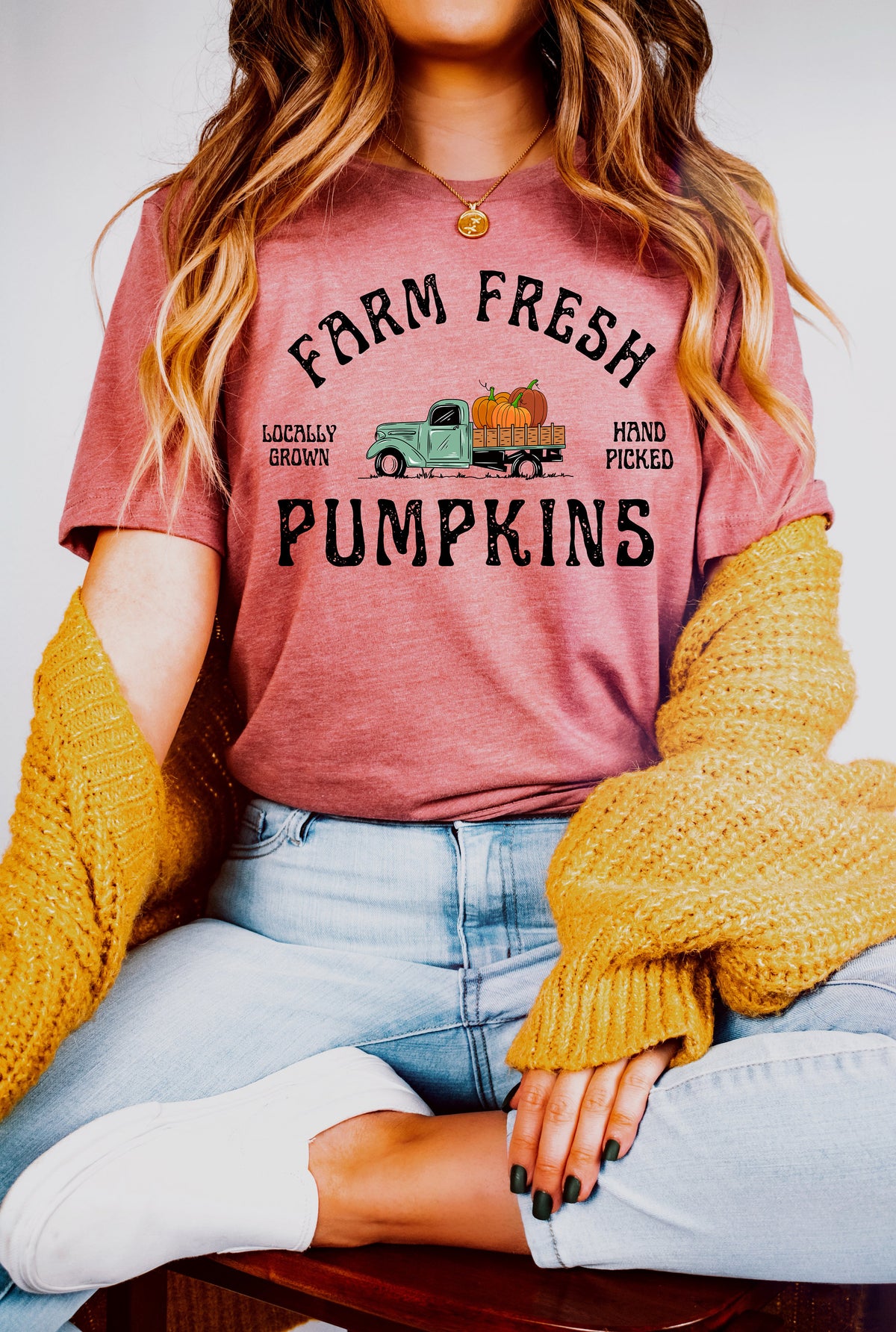 Farm Fresh Pumpkins Sweatshirt: Vintage Truck, Fall Harvest Tee