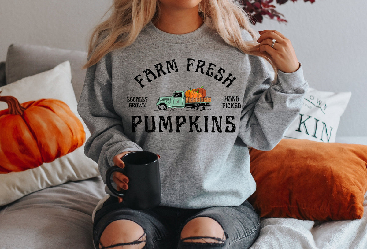 Farm Fresh Pumpkins Sweatshirt: Vintage Truck, Fall Harvest Tee