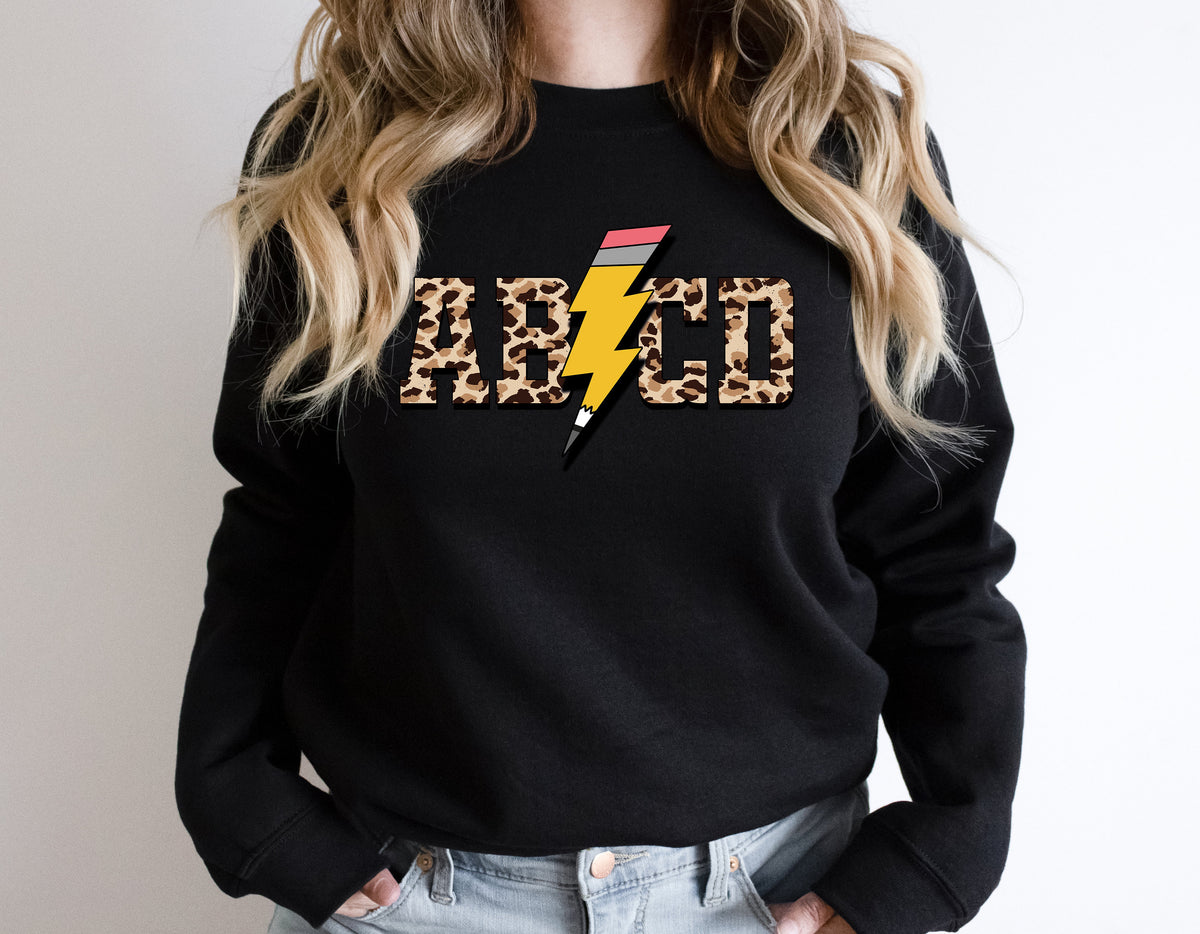 ABCD Pencil Bolt Teacher Shirt - Rock'n Roll Alphabet Tee
