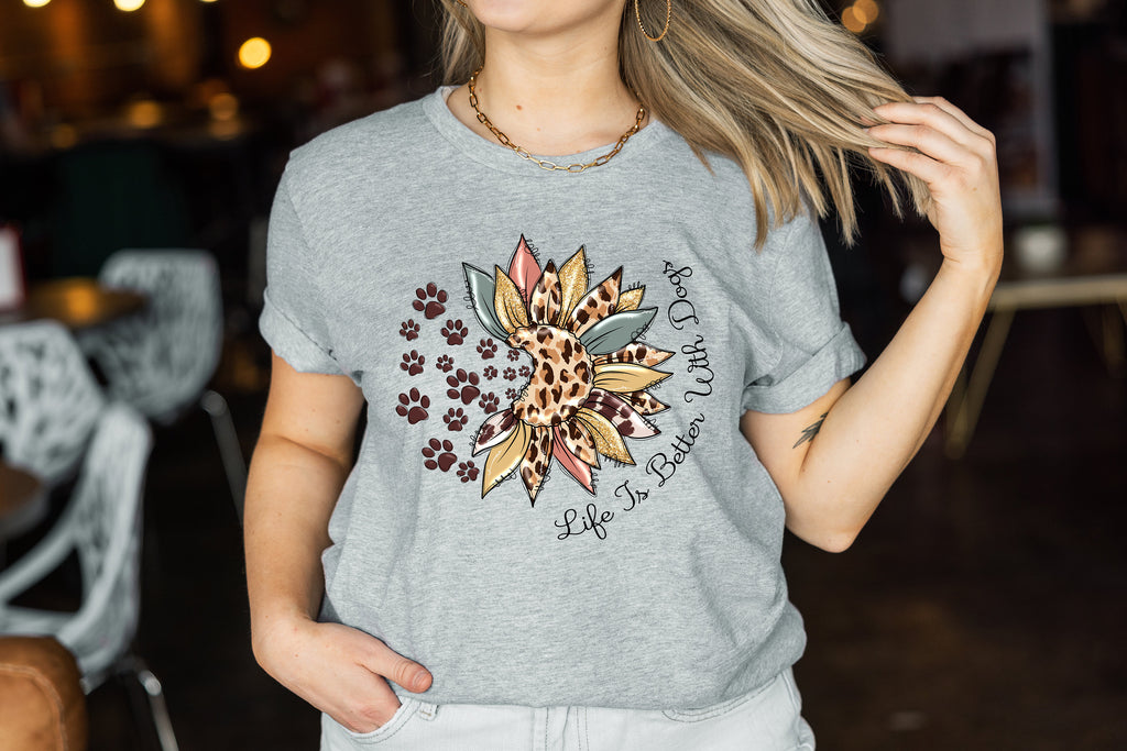 Life Is Better With Dogs Shirt: Floral Dog Mom Tee