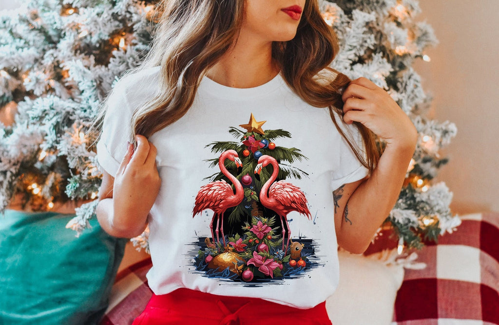 Christmas Flamingo Sweatshirt, Tropical Holiday Gift