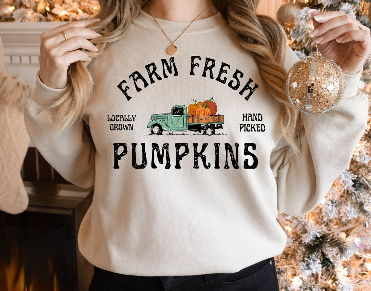 Farm Fresh Pumpkins Sweatshirt: Vintage Truck, Fall Harvest Tee